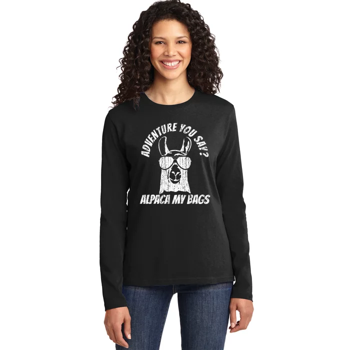 Adventure Alpaca My Bags Ladies Long Sleeve Shirt