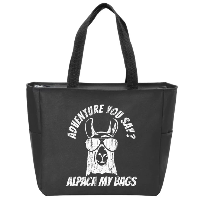 Adventure Alpaca My Bags Zip Tote Bag