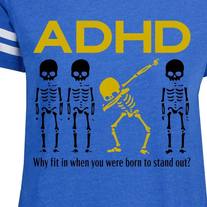 Adhd Awareness Motivational Dancing Skeleton Enza Ladies Jersey Football T-Shirt