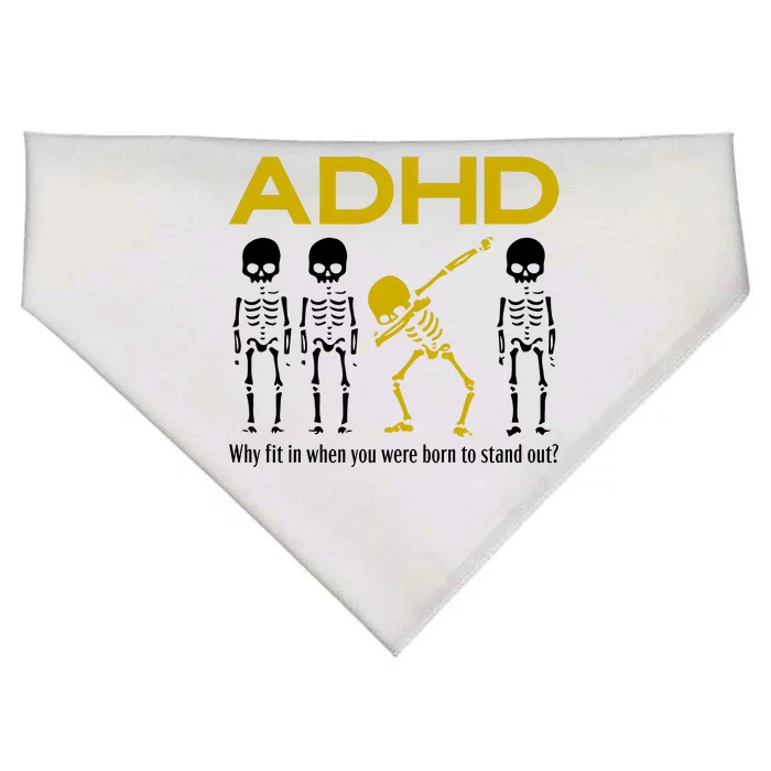 Adhd Awareness Motivational Dancing Skeleton USA-Made Doggie Bandana