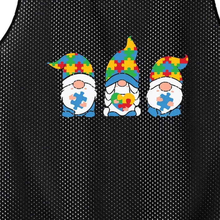 Autism Awareness Month Gift Three Gnomes Puzzle Mesh Reversible Basketball Jersey Tank