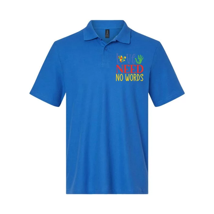 Autism Awareness Month Love Needs No Words Gift Softstyle Adult Sport Polo