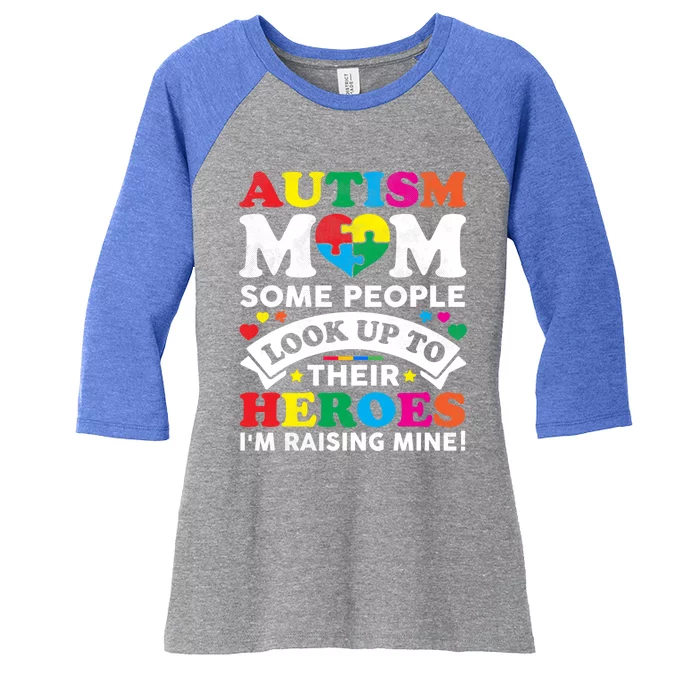 Autism Awareness Mom MotherS Day Proud Autism Mom Funny Gift Women's Tri-Blend 3/4-Sleeve Raglan Shirt