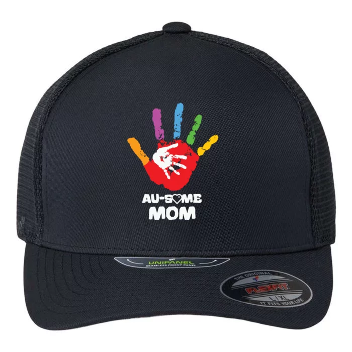 Awesome Autism Mom Ausome Hand Flexfit Unipanel Trucker Cap