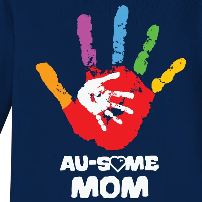 Awesome Autism Mom Ausome Hand Baby Long Sleeve Bodysuit