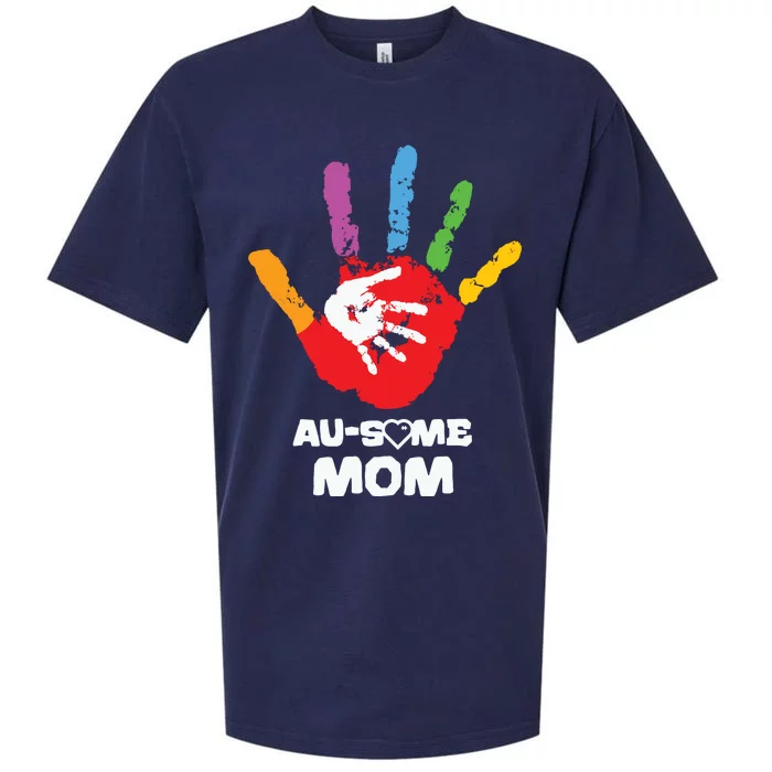 Awesome Autism Mom Ausome Hand Sueded Cloud Jersey T-Shirt