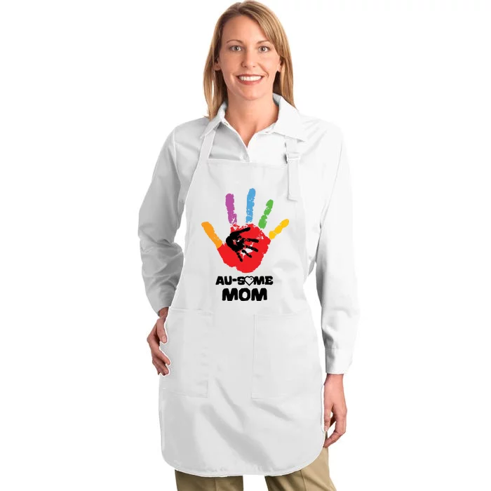 Awesome Autism Mom Ausome Hand Full-Length Apron With Pocket