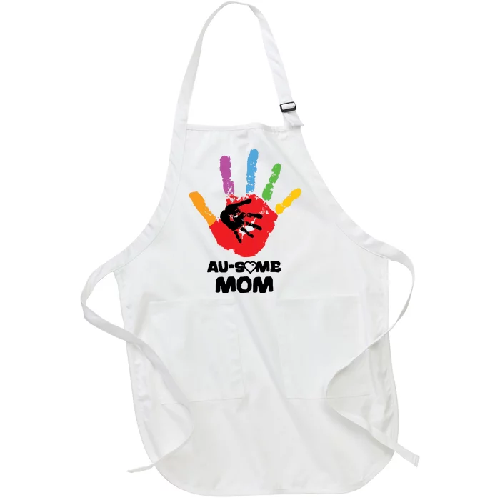 Awesome Autism Mom Ausome Hand Full-Length Apron With Pocket