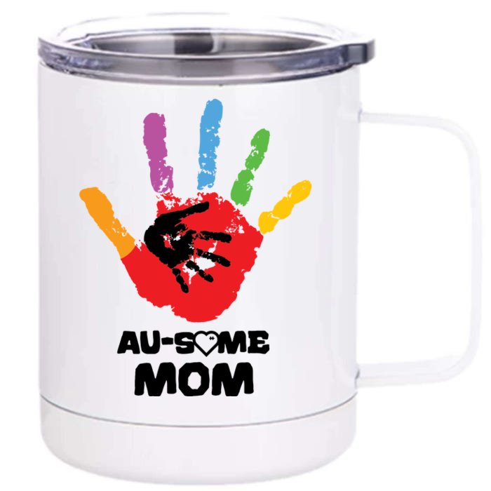 Awesome Autism Mom Ausome Hand Front & Back 12oz Stainless Steel Tumbler Cup