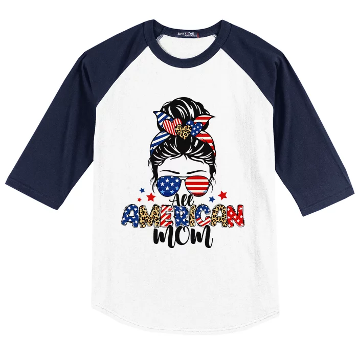 All American Mom USA Flag 4th Of July Family Baseball Sleeve Shirt