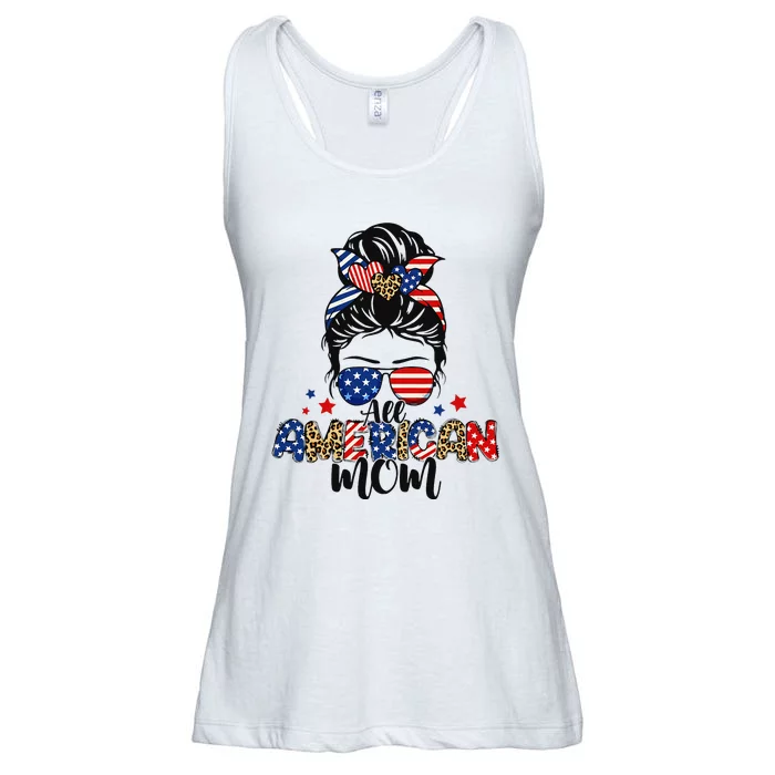 All American Mom USA Flag 4th Of July Family Ladies Essential Flowy Tank