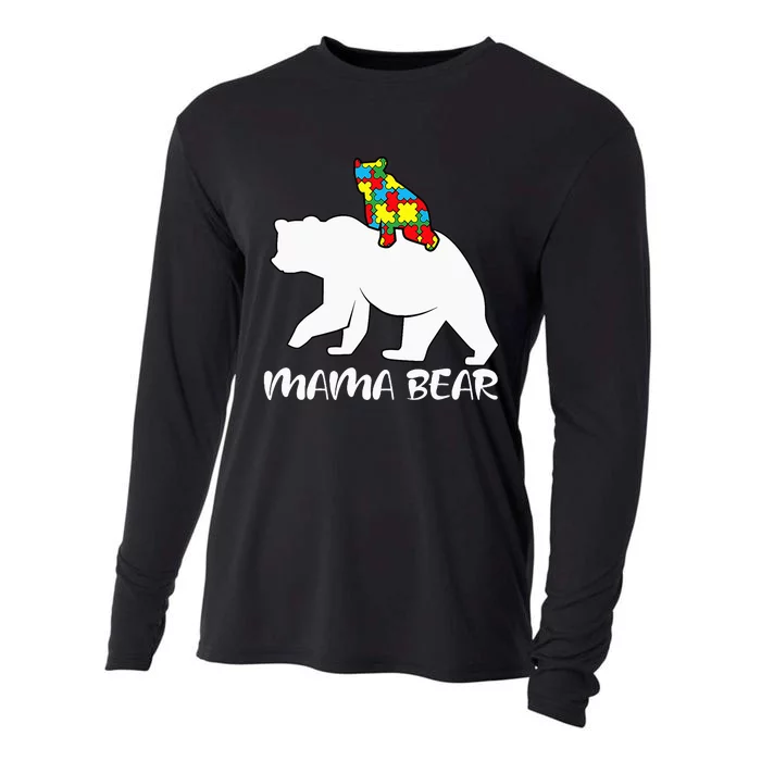 Autism Awareness Mama Bear Proud Autistic Mom Love Cute Cooling Performance Long Sleeve Crew