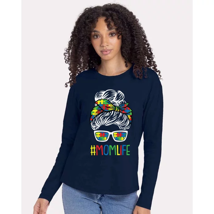 Autism Awareness Momlife Gift For Mothersday Womens Cotton Relaxed Long Sleeve T-Shirt