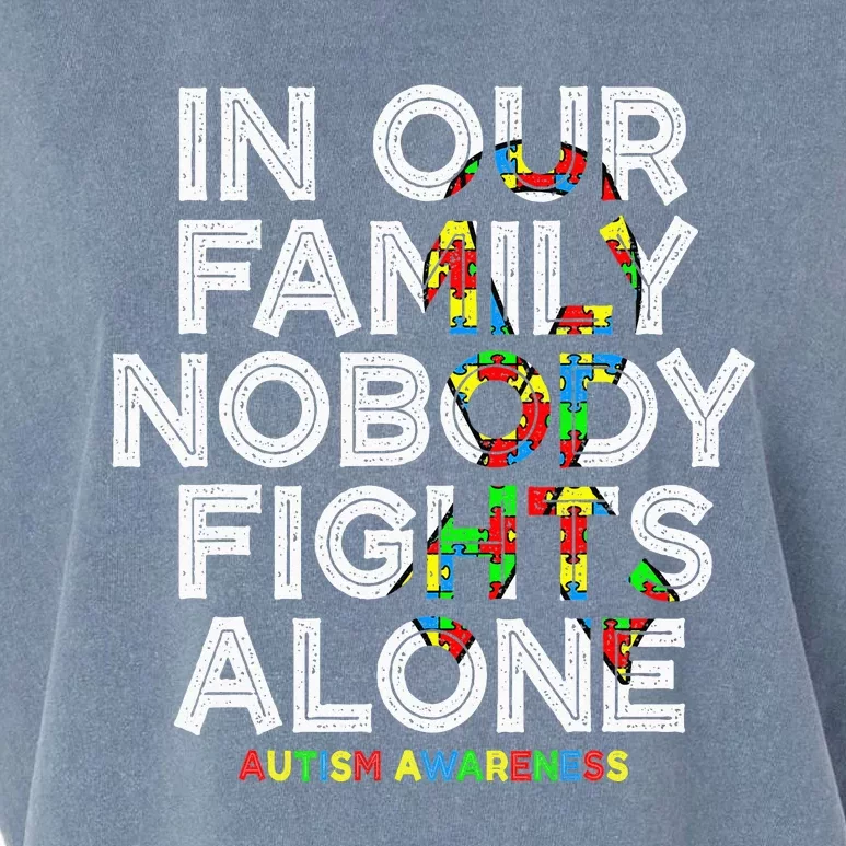 Autism Awareness Month In This Family Nobody fight Alone Garment-Dyed Women's Muscle Tee