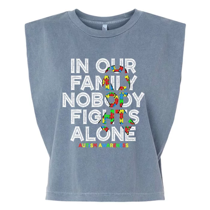 Autism Awareness Month In This Family Nobody fight Alone Garment-Dyed Women's Muscle Tee