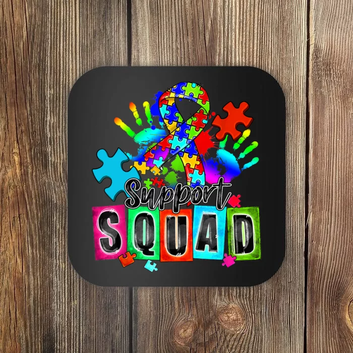 Autism Awareness Month Ribbon Support Squad Coaster