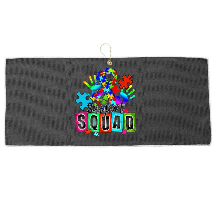 Autism Awareness Month Ribbon Support Squad Large Microfiber Waffle Golf Towel