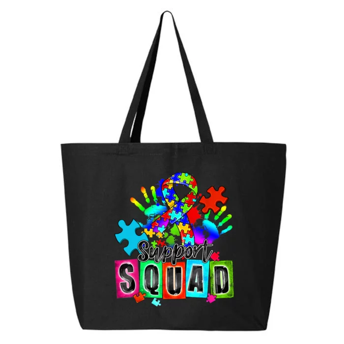 Autism Awareness Month Ribbon Support Squad 25L Jumbo Tote