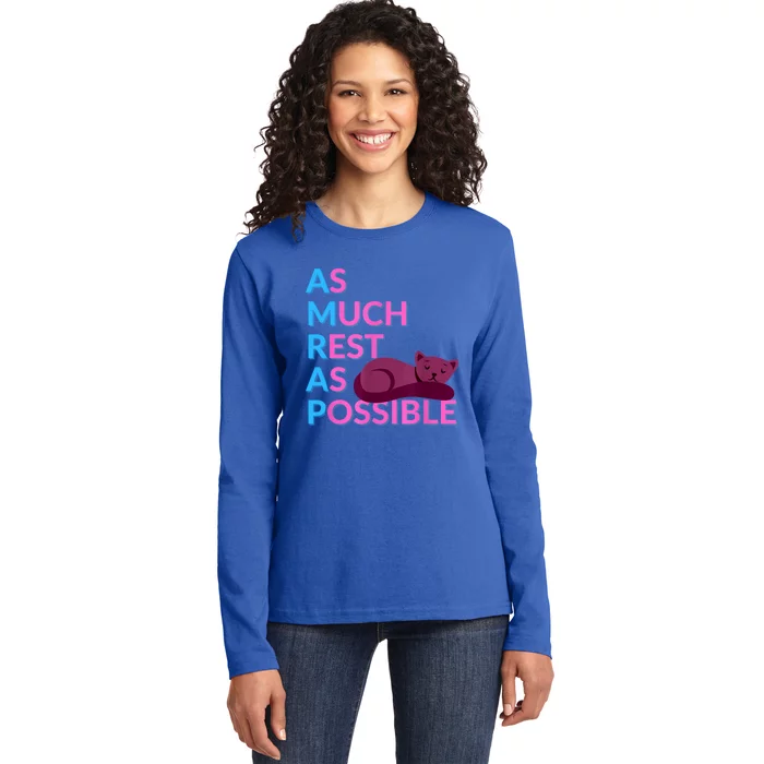 AMRAP As Much Rest As Possible Funny Motivation Ladies Long Sleeve Shirt