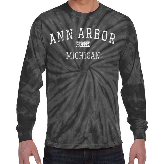 Ann Arbor Michigan Mi Vintage Tie-Dye Long Sleeve Shirt