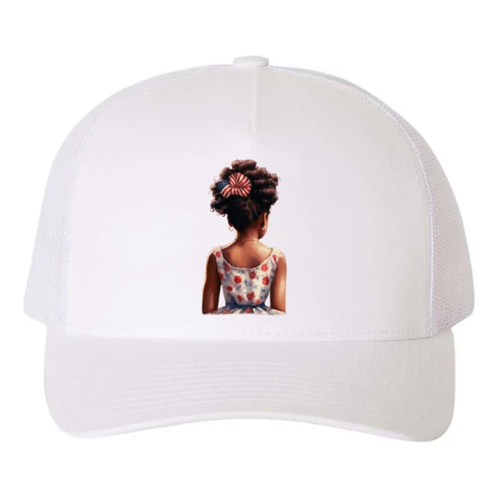 African American Messy Bun Girl Watercolor Yupoong Adult 5-Panel Trucker Hat