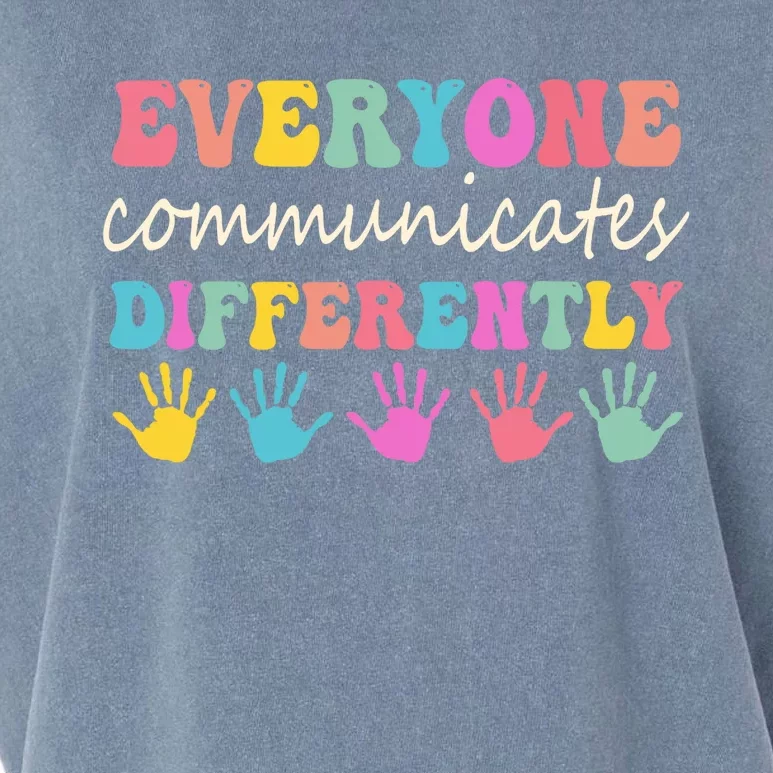 Autism Awareness Month Everyone Communicate Differently Garment-Dyed Women's Muscle Tee