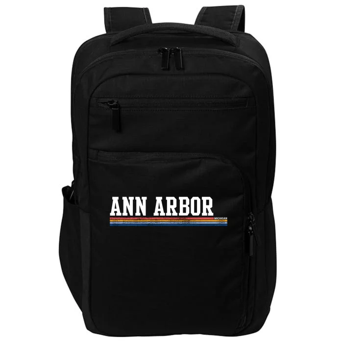 Ann Arbor Michigan Retro Logo Impact Tech Backpack