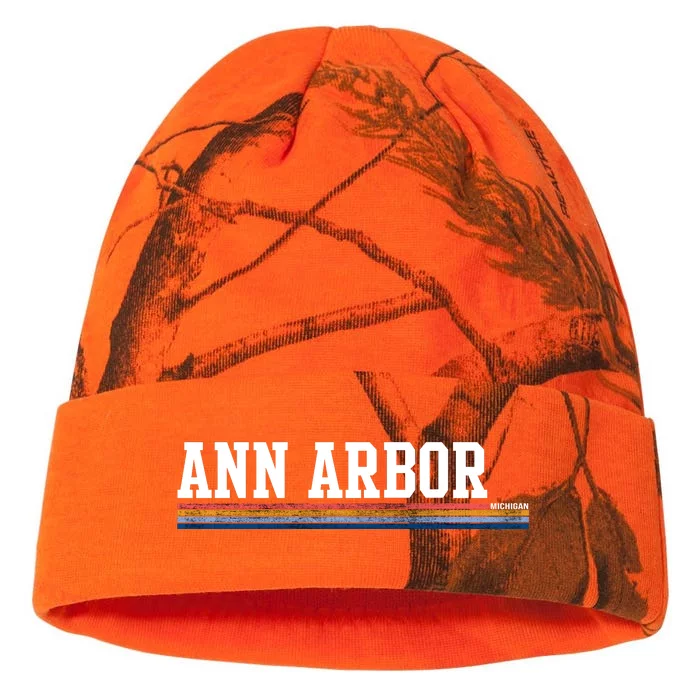 Ann Arbor Michigan Retro Logo Kati - 12in Camo Beanie