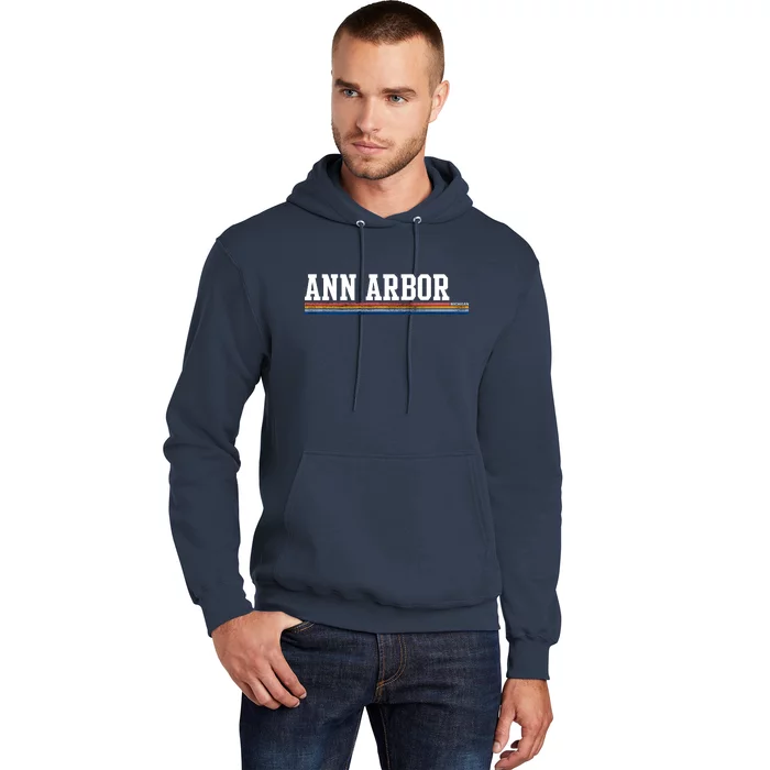 Ann Arbor Michigan Retro Logo Hoodie