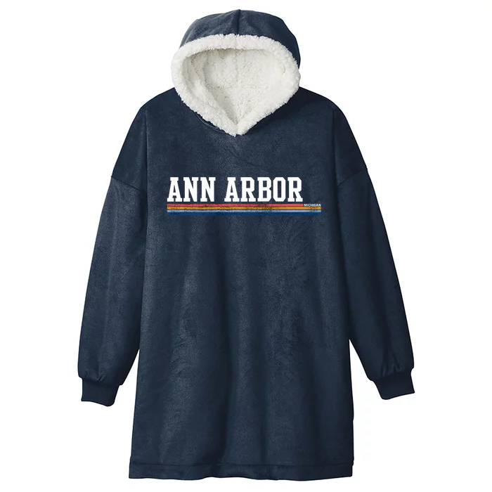 Ann Arbor Michigan Retro Logo Hooded Wearable Blanket