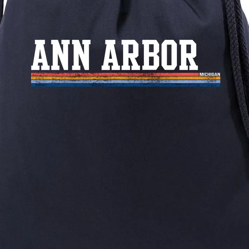 Ann Arbor Michigan Retro Logo Drawstring Bag