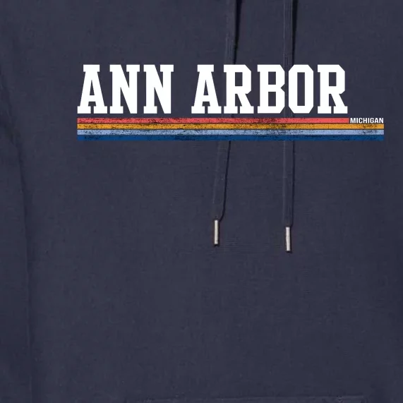 Ann Arbor Michigan Retro Logo Premium Hoodie