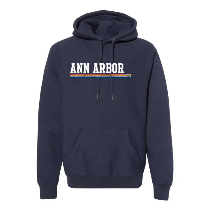 Ann Arbor Michigan Retro Logo Premium Hoodie