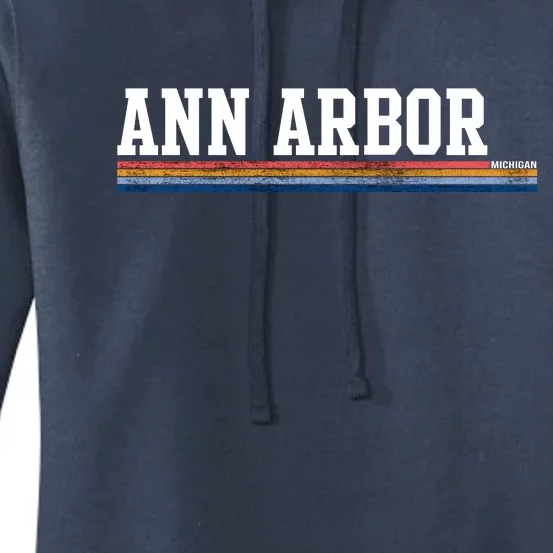 Ann Arbor Michigan Retro Logo Women's Pullover Hoodie