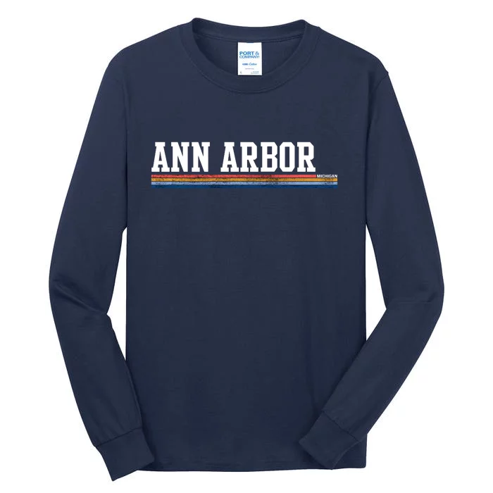 Ann Arbor Michigan Retro Logo Tall Long Sleeve T-Shirt