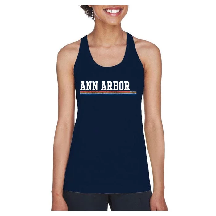 Ann Arbor Michigan Retro Logo Women's Racerback Tank