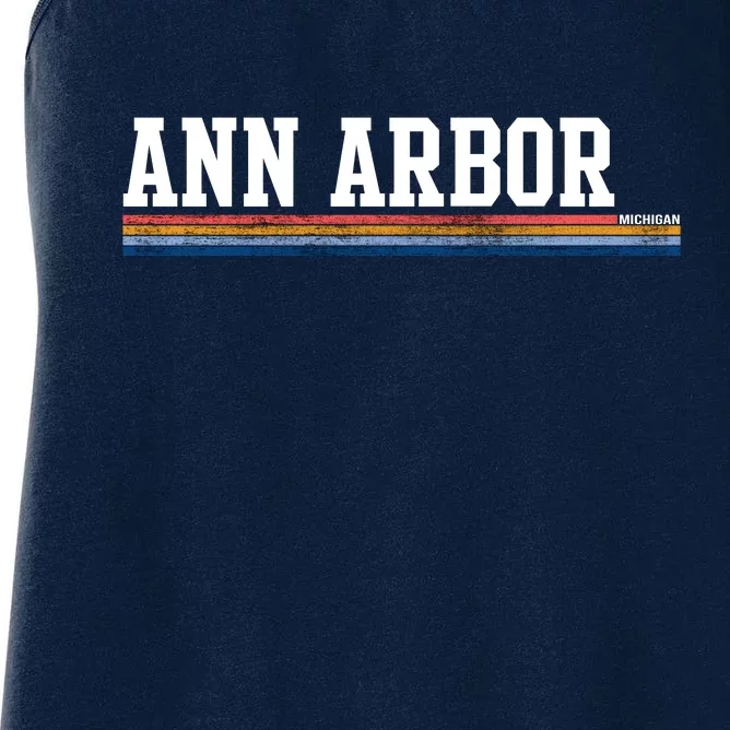 Ann Arbor Michigan Retro Logo Women's Racerback Tank