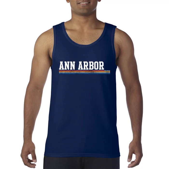 Ann Arbor Michigan Retro Logo Tank Top