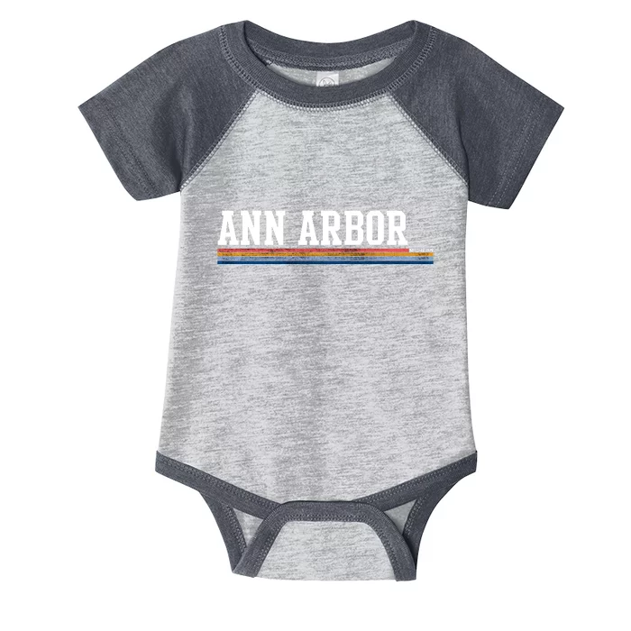 Ann Arbor Michigan Retro Logo Infant Baby Jersey Bodysuit