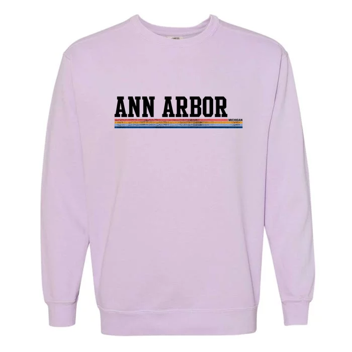 Ann Arbor Michigan Retro Logo Garment-Dyed Sweatshirt