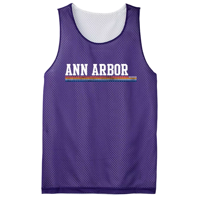 Ann Arbor Michigan Retro Logo Mesh Reversible Basketball Jersey Tank