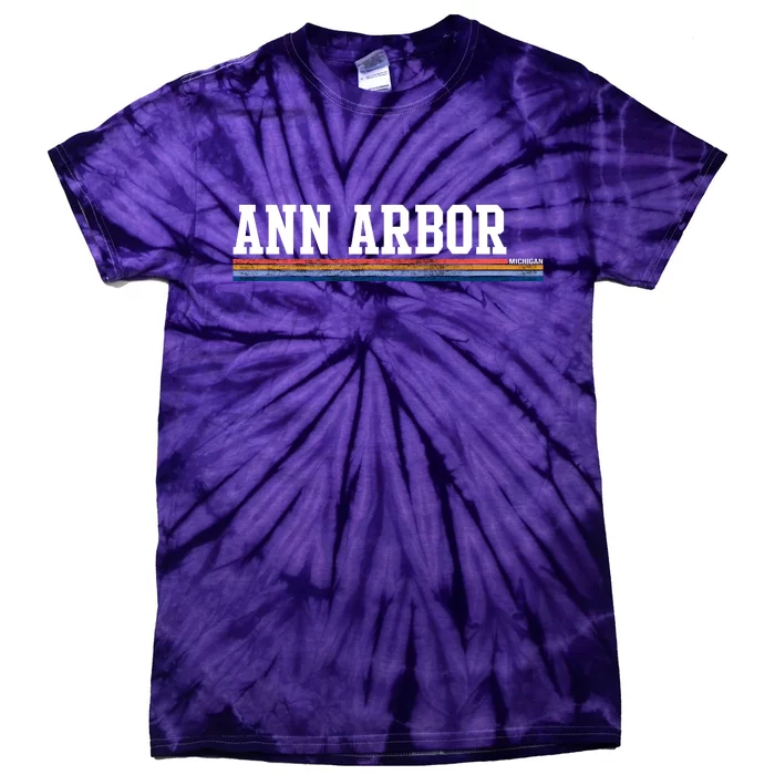 Ann Arbor Michigan Retro Logo Tie-Dye T-Shirt