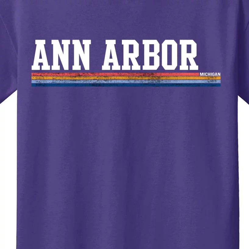 Ann Arbor Michigan Retro Logo Kids T-Shirt