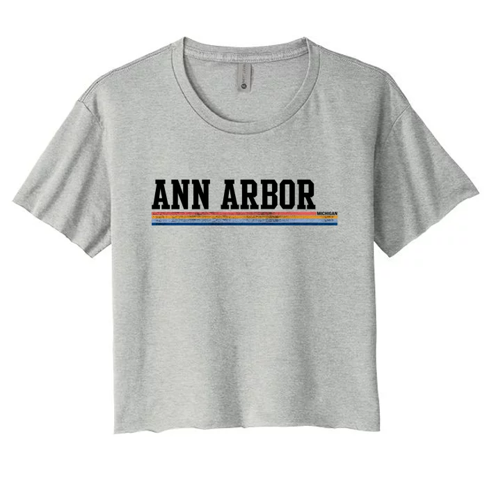 Ann Arbor Michigan Retro Logo Women's Crop Top Tee