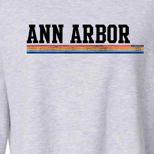 Ann Arbor Michigan Retro Logo Cropped Pullover Crew