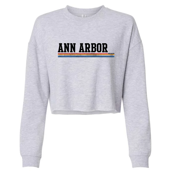 Ann Arbor Michigan Retro Logo Cropped Pullover Crew