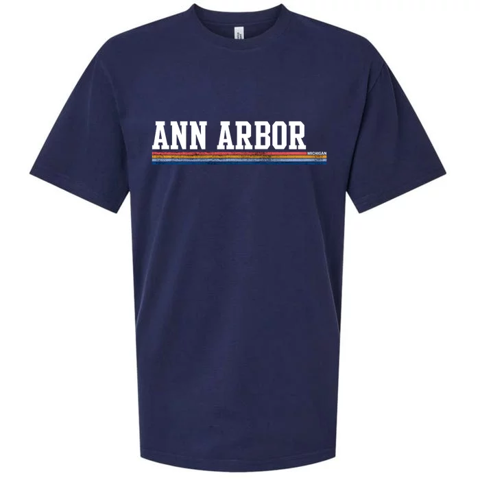 Ann Arbor Michigan Retro Logo Sueded Cloud Jersey T-Shirt