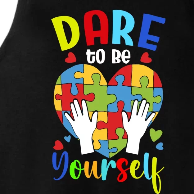 Autism Awareness Month Dare To Be Yours Autism Cute Gift Ladies Tri-Blend Wicking Tank