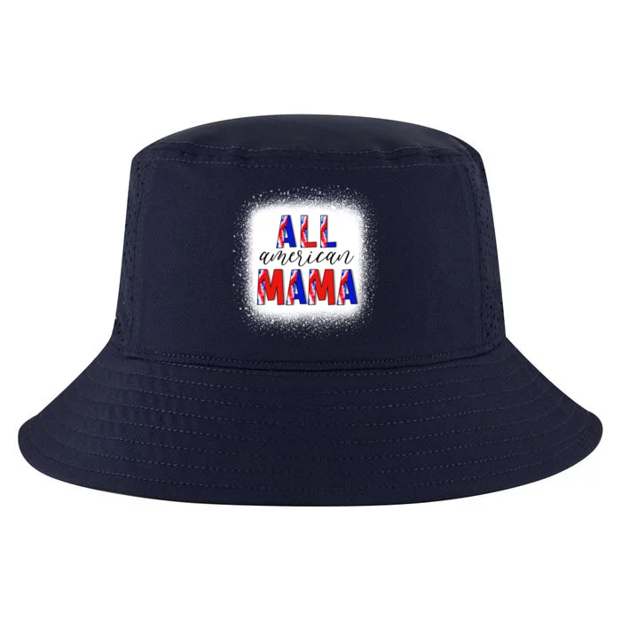 All American Mama 4th Of July Bleached Tie Dye American Flag Gift Cool Comfort Performance Bucket Hat