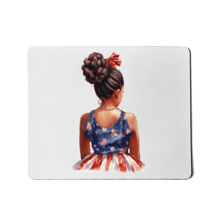 African American Messy Bun Girl Dress Watercolor Mousepad